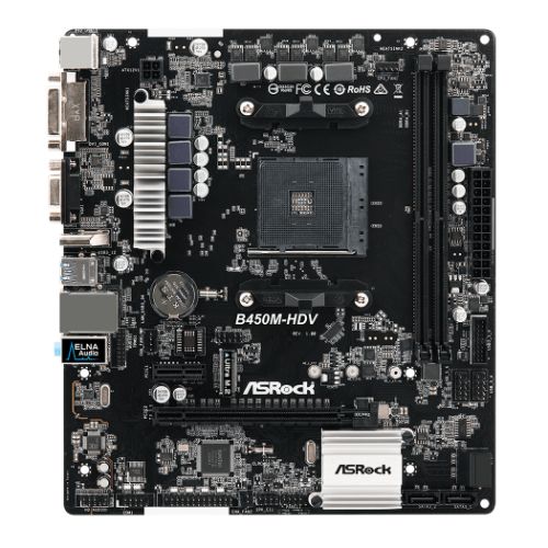 Asrock B450M-HDV R.40, AMD B450, AM4, Micro ATX, 2 DDR4, VGA, DVI, HDMI, M.2