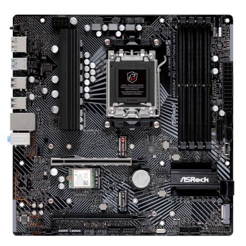 Asrock B650M PG LIGHTNING WIFI, AMD B650, AM5, Micro ATX, 4 DDR5, HDMI, DP, Wi-Fi 6E, 2.5G LAN, PCIe4, 3x M.2