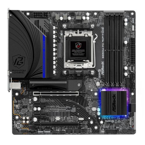 Asrock B650M PG RIPTIDE, AMD B650, AM5, Micro ATX, 4 DDR5, HDMI, DP, 2.5G LAN, PCIe4, RGB, 2x M.2