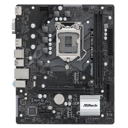 Asrock H410M-H/M.2 SE, Intel H370, 1200, Micro ATX, 2 DDR4, VGA, HDMI, DP, GB LAN, 1x M.2