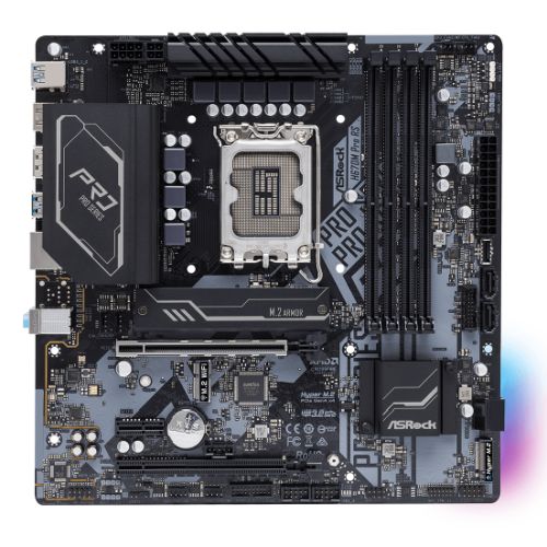 Asrock H670M PRO RS, Intel H670, 1700, Micro ATX, 4 DDR4, HDMI, DP, GB LAN, PCIe4, 2x M.2, RGB