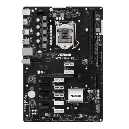 Asrock Q270 PRO BTC+ Mining Board, Intel Q270, 1151, ATX, DDR4, HDMI, 1x PCIe 3.0 x16, 12x PCIe 3.0 x1, M.2, Power On/Reset Button