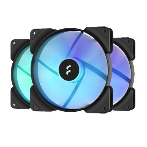 Fractal Design Aspect 14 14cm RGB PWM Case Fans (3 Pack), Rifle Bearing, Supports Chaining, Aerodynamic Stator Struts, 500-1700 RPM, Black Frame