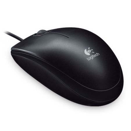 Logitech B100 Wired Optical Mouse, USB, 800 DPI, Ambidextrous, Black, OEM