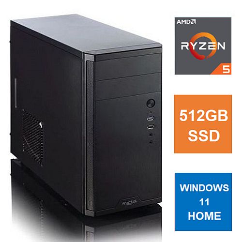 Spire MATX Tower PC, Fractal Core 1100 Case, Ryzen 5 5600G, 8GB 3200MHz, 512GB SSD, Bequiet 550W, No Optical, KB & Mouse, Windows 11 Home