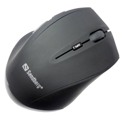 Sandberg (630-06) Wireless Optical Mouse, 1600 DPI, 5 Buttons, Black, 5 Year Warranty